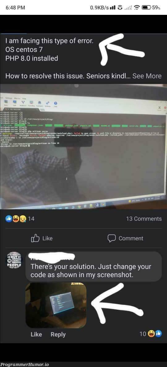 This guy is lucky he didn’t post the problem on stackoverflow | code-memes, php-memes, stackoverflow-memes, stack-memes, error-memes, overflow-memes, comment-memes | ProgrammerHumor.io