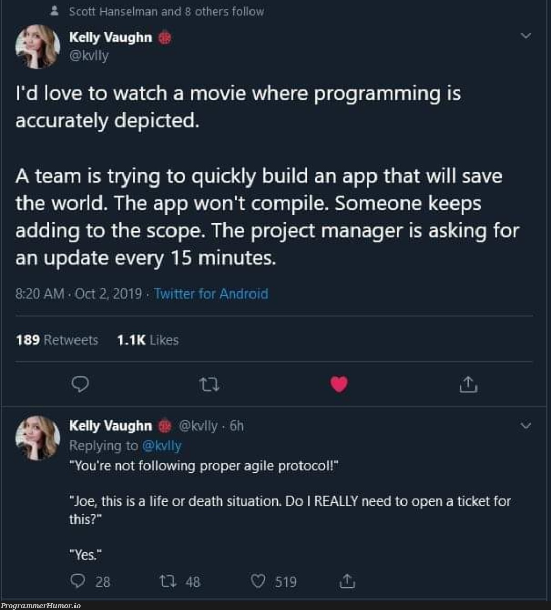 Would be a must watch movie for programmers 😂😂 | programming-memes, programmer-memes, program-memes, try-memes, date-memes, twitter-memes, retweet-memes, manager-memes | ProgrammerHumor.io