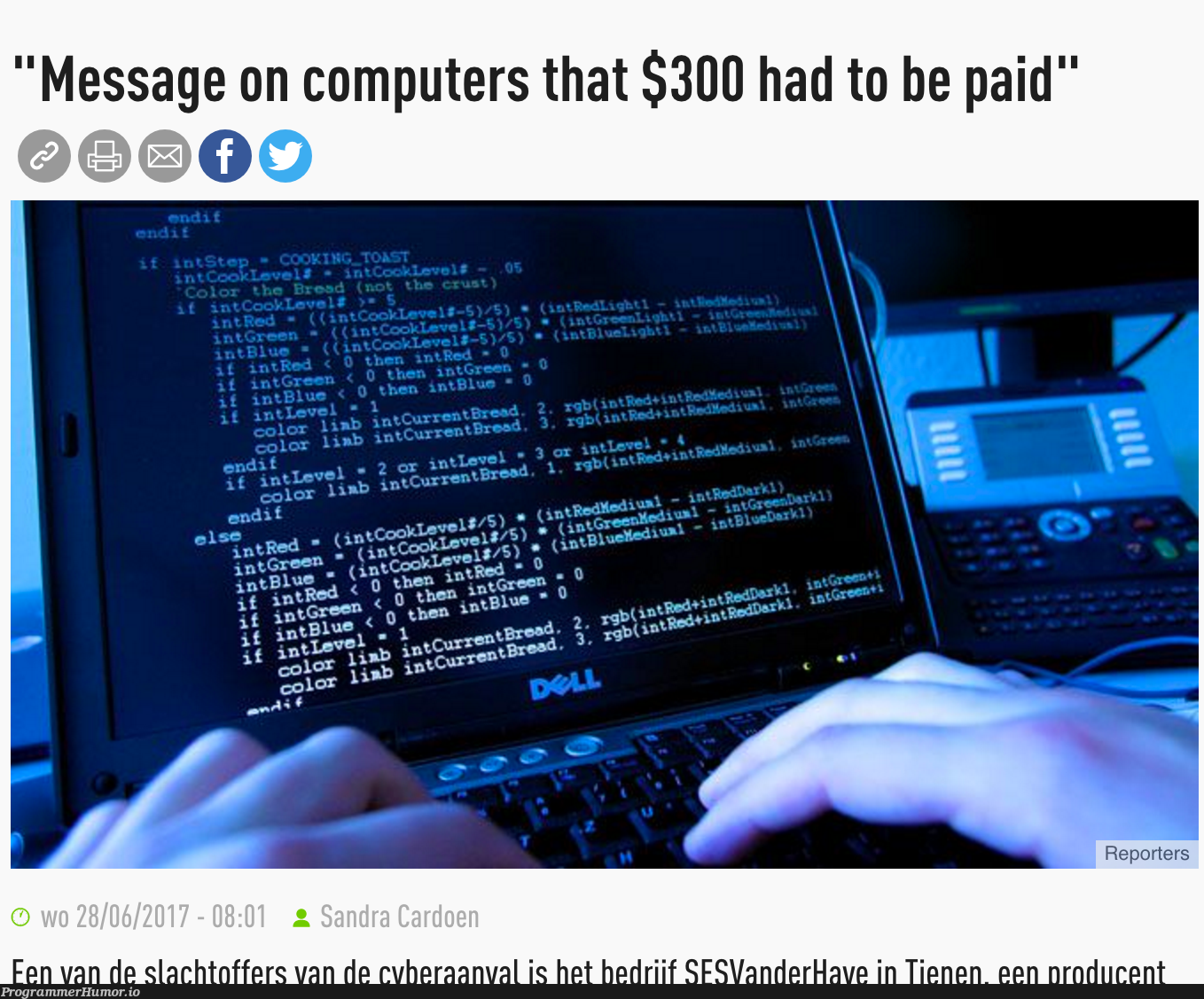 Cyberattack? Let's use a picture of code for a toaster-simulator | code-memes, computer-memes | ProgrammerHumor.io