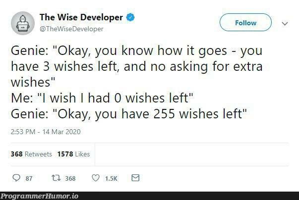 How many wishes Genie? | developer-memes, IT-memes | ProgrammerHumor.io