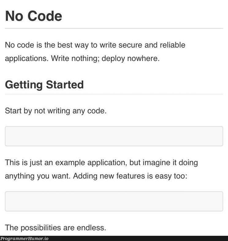 No Code | code-memes, IT-memes, feature-memes | ProgrammerHumor.io