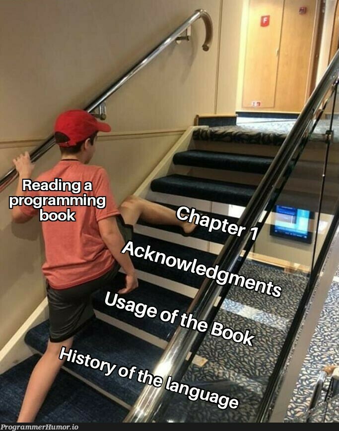 when reading a programming book | programming-memes, program-memes | ProgrammerHumor.io