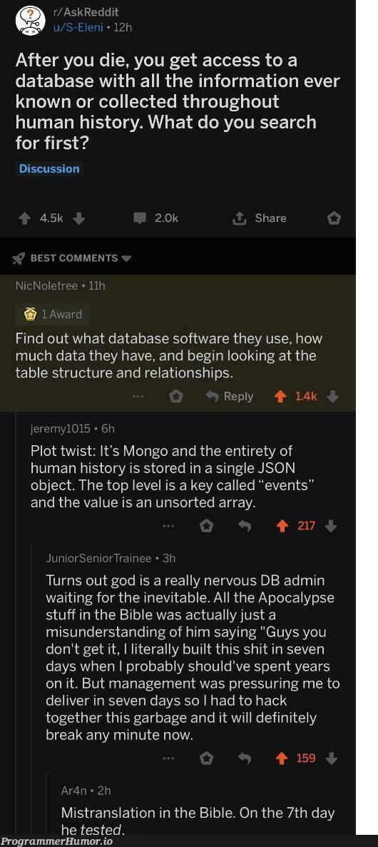 That’s a lot of data | software-memes, management-memes, array-memes, test-memes, data-memes, json-memes, database-memes, object-memes, search-memes, mongo-memes, tested-memes, reddit-memes, IT-memes, comment-memes | ProgrammerHumor.io