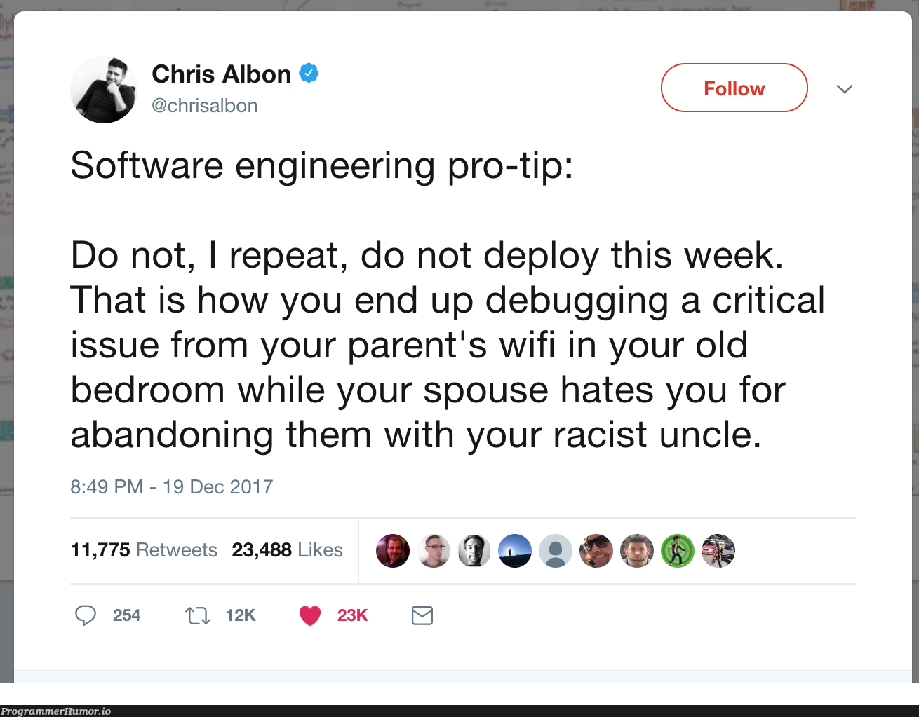 Software engineering pro-tip (from @chrisalbon) | software-memes, engineer-memes, software engineer-memes, engineering-memes, debugging-memes, bug-memes, debug-memes, retweet-memes, wifi-memes | ProgrammerHumor.io