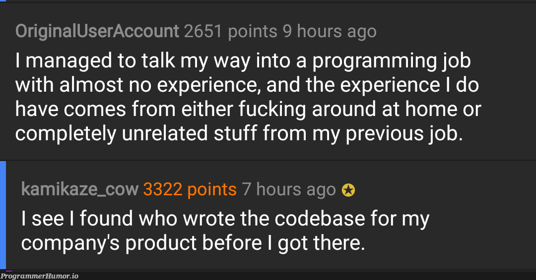 From an Ask Reddit thread about bullshitting your way into jobs | programming-memes, code-memes, program-memes, reddit-memes, product-memes | ProgrammerHumor.io