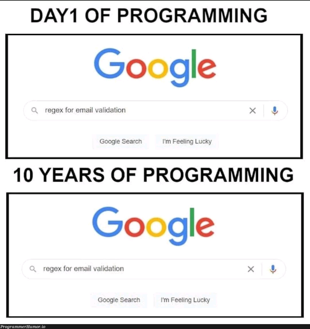 [Not OC] Some things dont change! | programming-memes, program-memes, regex-memes, validation-memes, email-memes | ProgrammerHumor.io