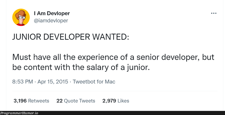 HR`s be like | developer-memes, mac-memes, bot-memes, retweet-memes | ProgrammerHumor.io