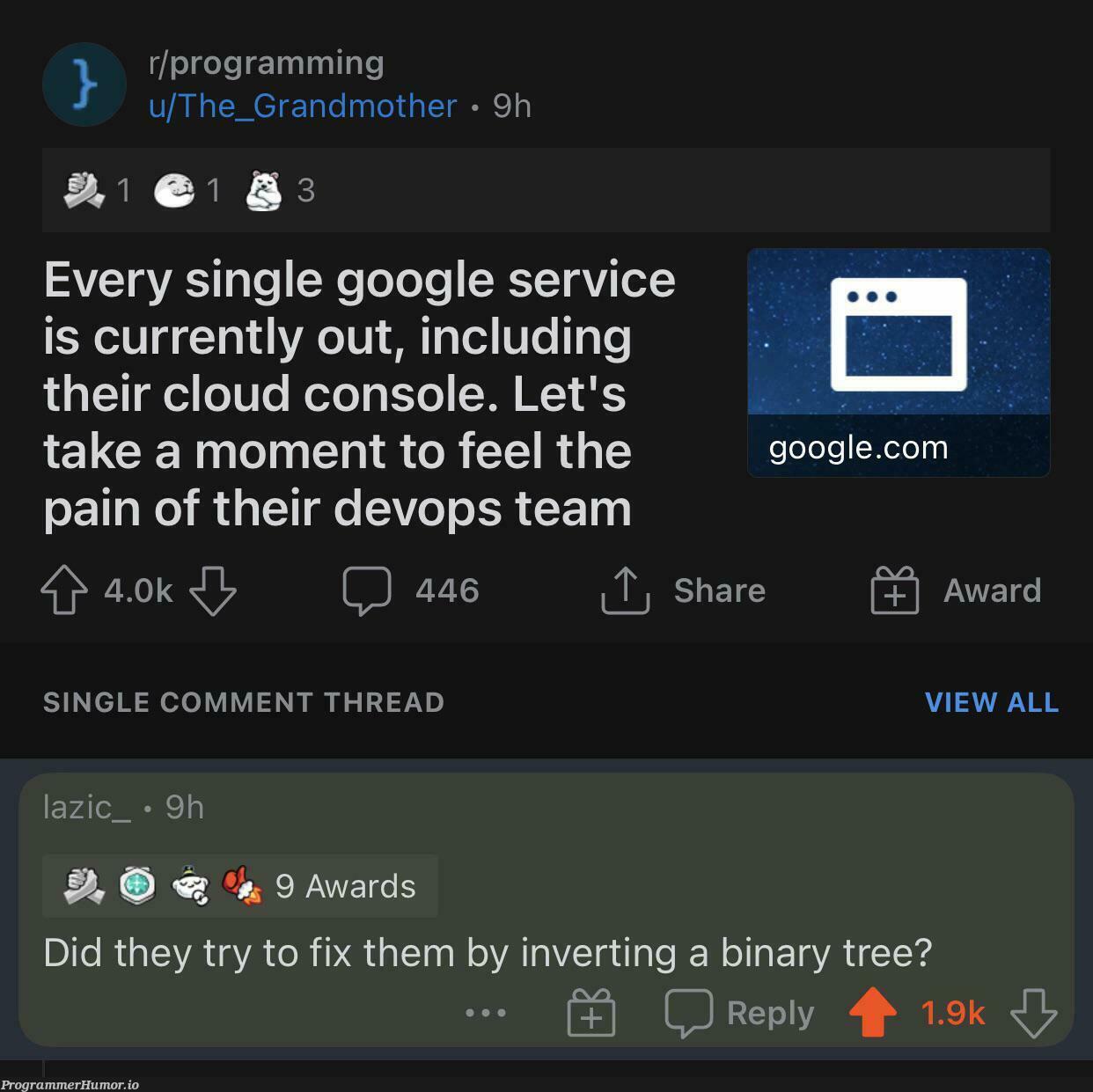 The comment which deserves to be seen.. | programming-memes, program-memes, google-memes, try-memes, fix-memes, rds-memes, cloud-memes, console-memes, devops-memes, comment-memes, binary-memes | ProgrammerHumor.io