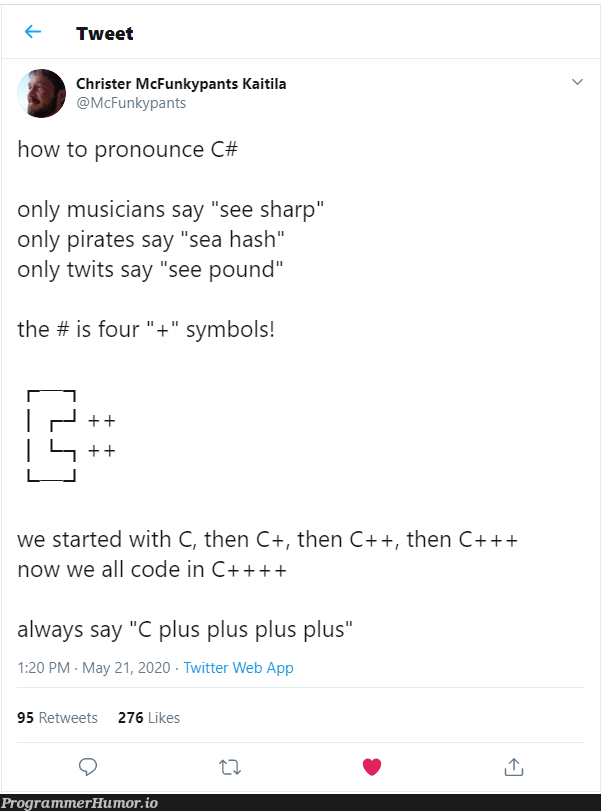 It's C++++ guys | code-memes, web-memes, c++-memes, c#-memes, twitter-memes, retweet-memes | ProgrammerHumor.io