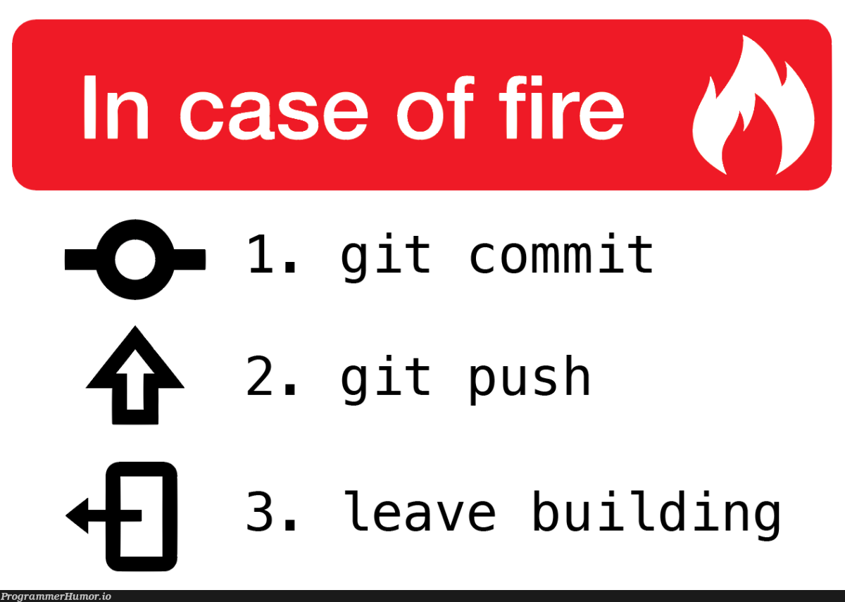 We had a fire at our office today. This was literally my response before even thinking about evacuating. | git-memes | ProgrammerHumor.io