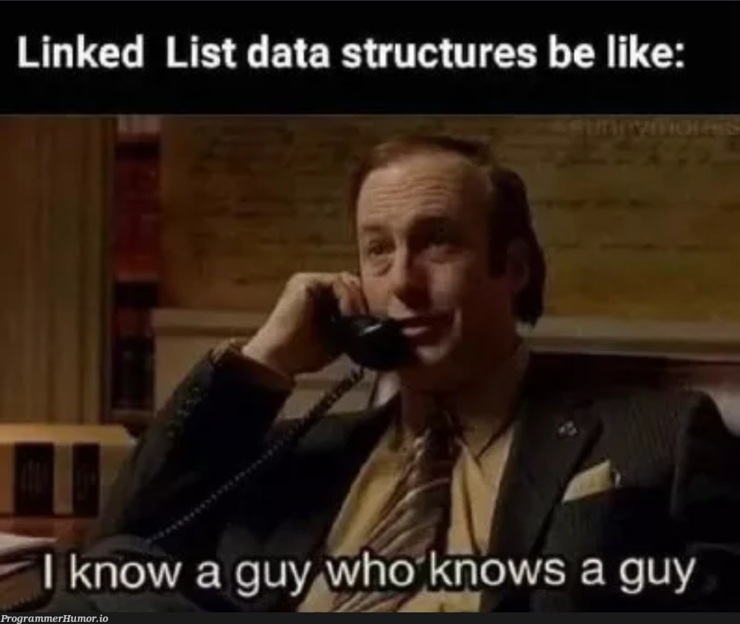 Who knows another guy | linked list-memes, data structures-memes, data-memes, list-memes | ProgrammerHumor.io