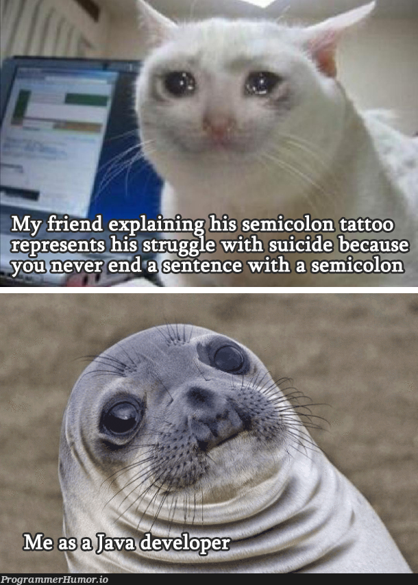 The awkward semicolon | ide-memes, semicolon-memes | ProgrammerHumor.io