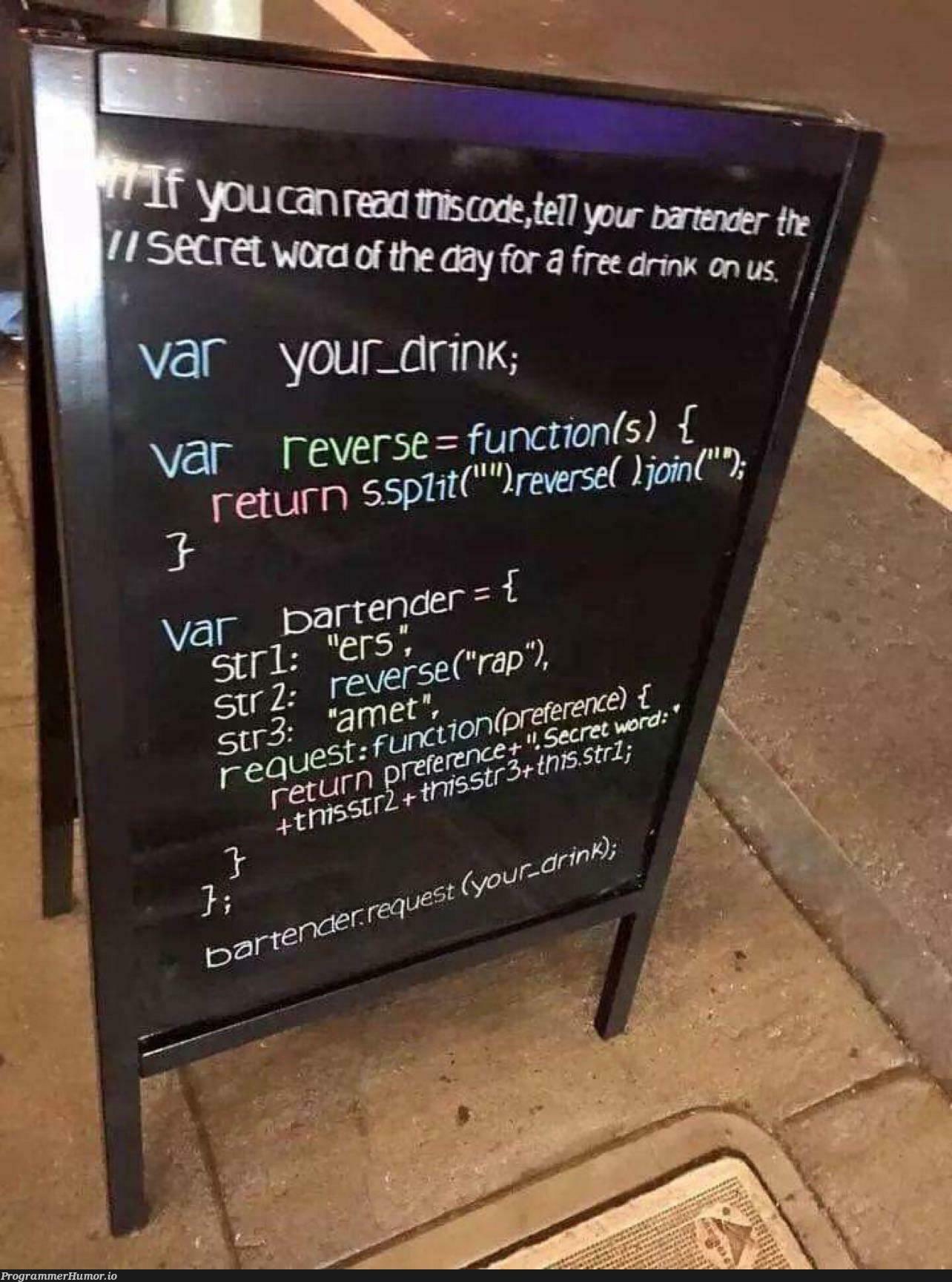 Free drink please | code-memes, function-memes, cs-memes | ProgrammerHumor.io