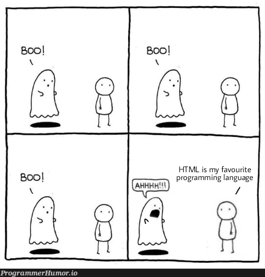 Boo? | programming-memes, html-memes, program-memes, ML-memes, language-memes, programming language-memes | ProgrammerHumor.io