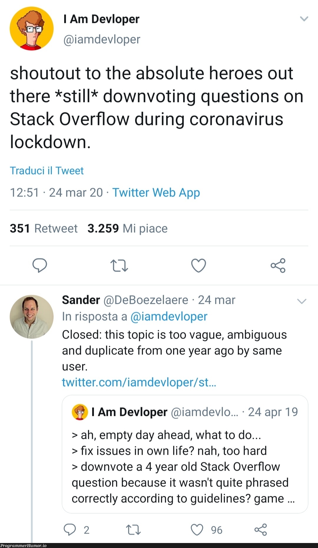 Stackoverflow and coronavirus | web-memes, stackoverflow-memes, stack-memes, stack overflow-memes, loc-memes, virus-memes, lock-memes, fix-memes, overflow-memes, IT-memes, ide-memes, twitter-memes, retweet-memes | ProgrammerHumor.io