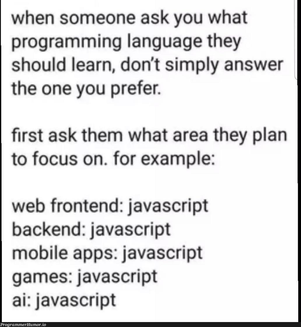 Found this on a friend's instagram story. | programming-memes, javascript-memes, java-memes, web-memes, backend-memes, program-memes, frontend-memes, language-memes, programming language-memes | ProgrammerHumor.io