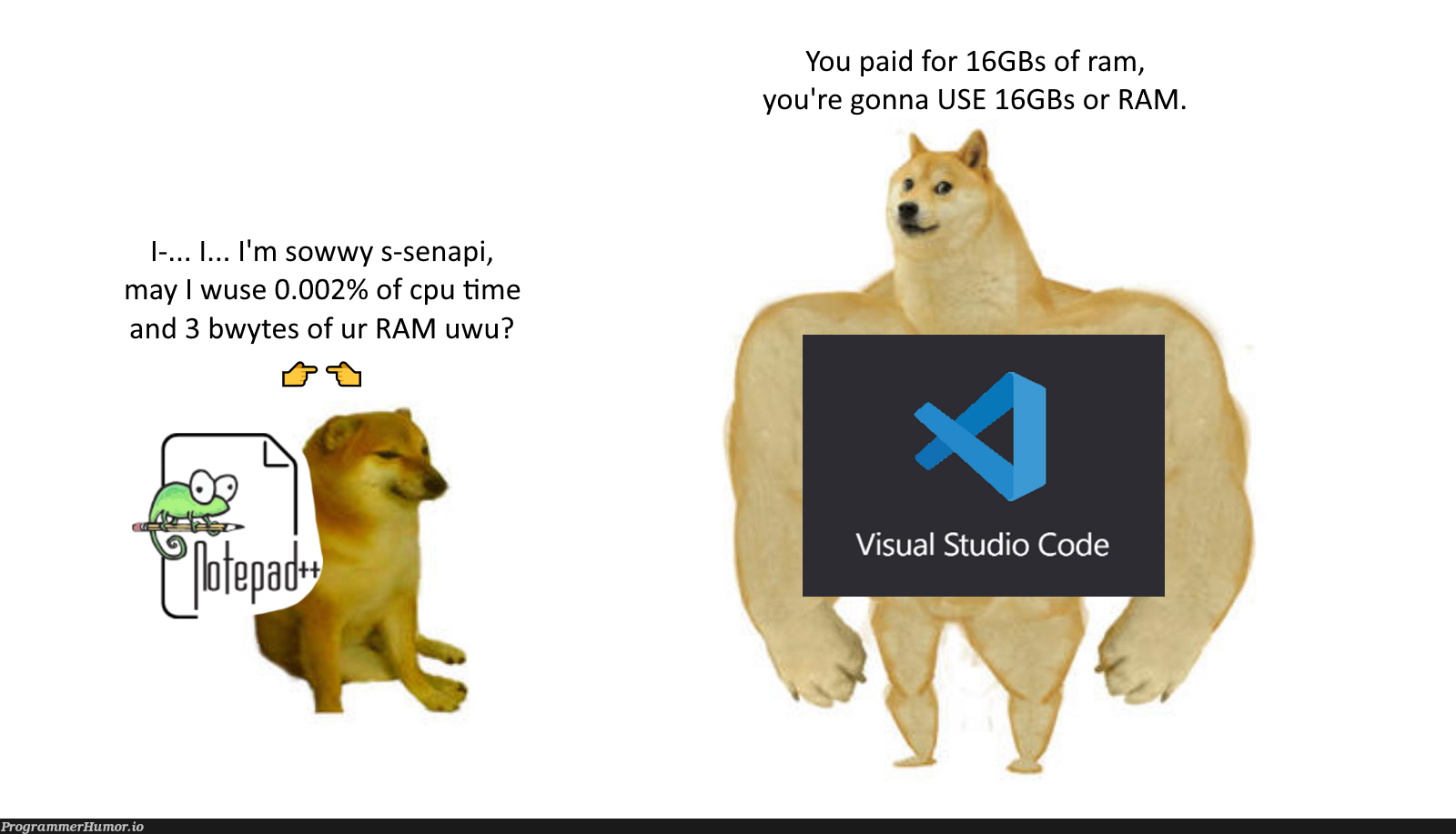 Yet another post making fun of VS Code | code-memes, vs code-memes, visual studio-memes, api-memes | ProgrammerHumor.io