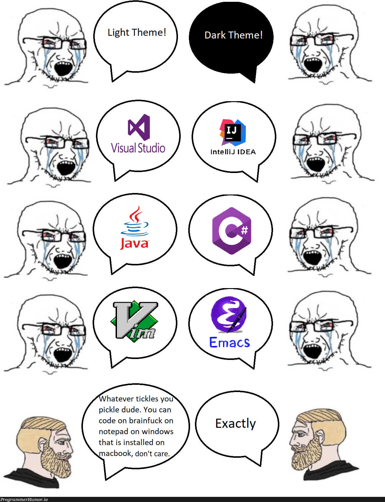 Majority of memes on this sub. It's getting old, shall we get more creative now? | code-memes, visual studio-memes, windows-memes, intellij-memes, idea-memes, ide-memes, mac-memes, macbook-memes, cs-memes, notepad-memes | ProgrammerHumor.io