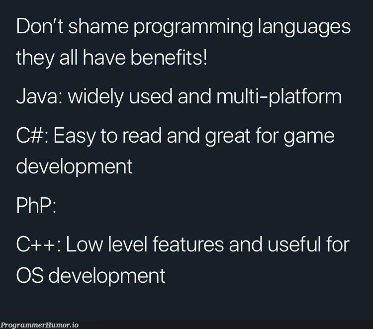 See! All of them! | programming-memes, java-memes, development-memes, program-memes, c++-memes, c#-memes, ide-memes, language-memes, feature-memes, programming language-memes | ProgrammerHumor.io