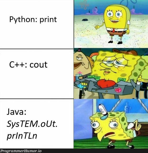 Print statement in JaVa | java-memes, python-memes | ProgrammerHumor.io