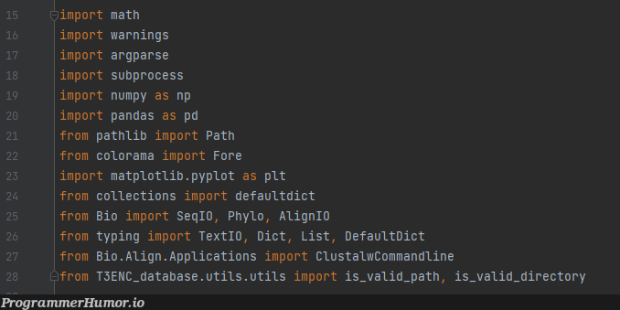 Am I the only one who sorts his imports on length? | matplotlib-memes, command-memes, commandline-memes, data-memes, database-memes, list-memes | ProgrammerHumor.io