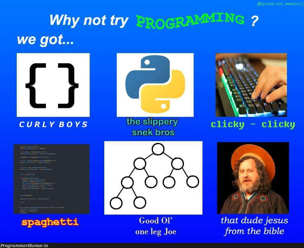 why not try programming? | programming-memes, program-memes, try-memes, url-memes, curl-memes | ProgrammerHumor.io