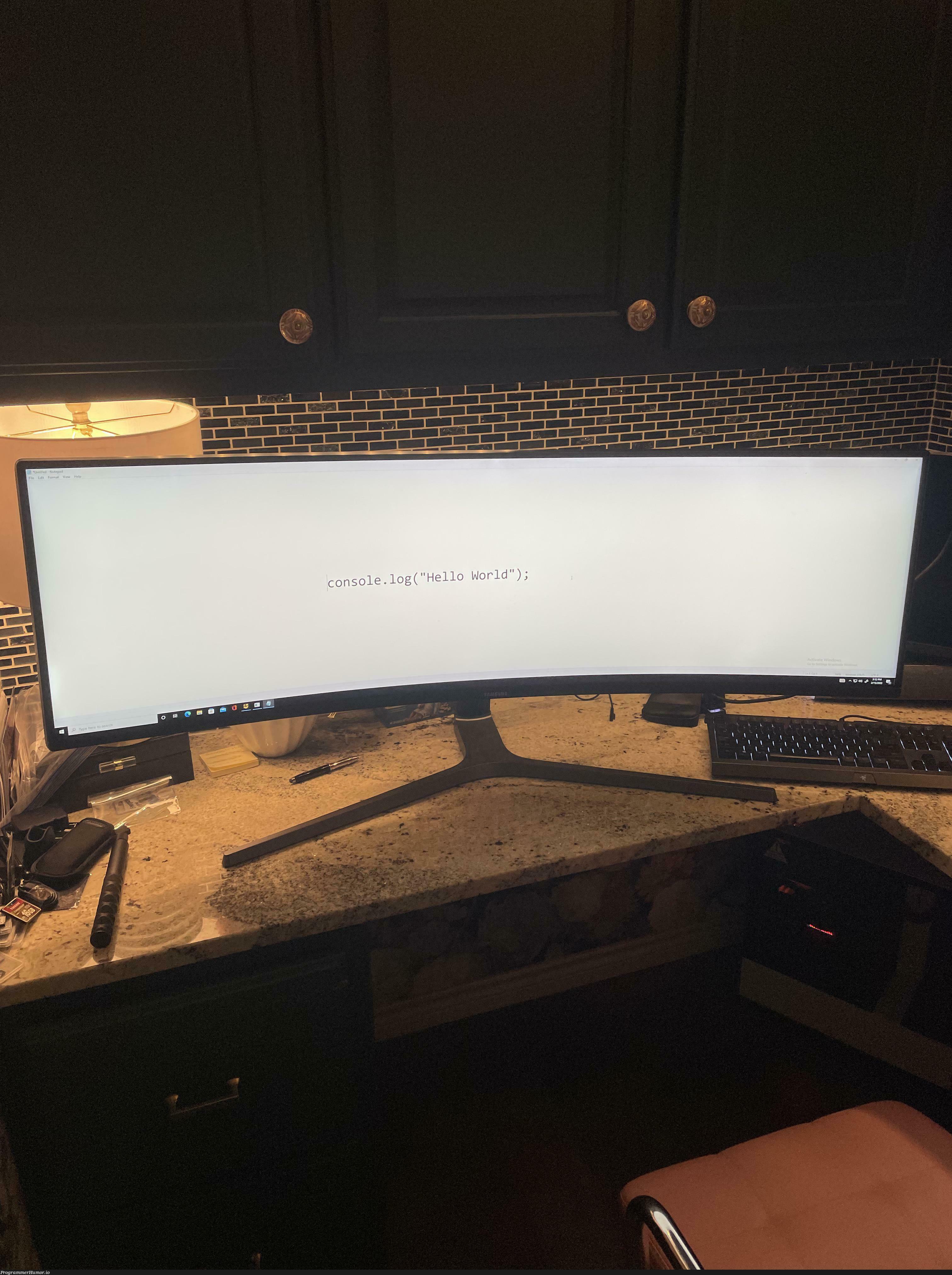 Finally invested in an ultra wide for programming and it’s safe to say the extra room is being put to good use | programming-memes, program-memes, ide-memes | ProgrammerHumor.io