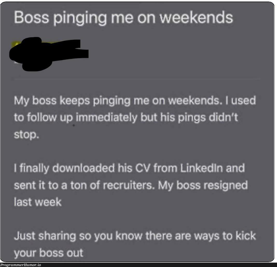 How to loose a boss in 20 days :) | recruiters-memes, recruit-memes, linkedin-memes, IT-memes | ProgrammerHumor.io