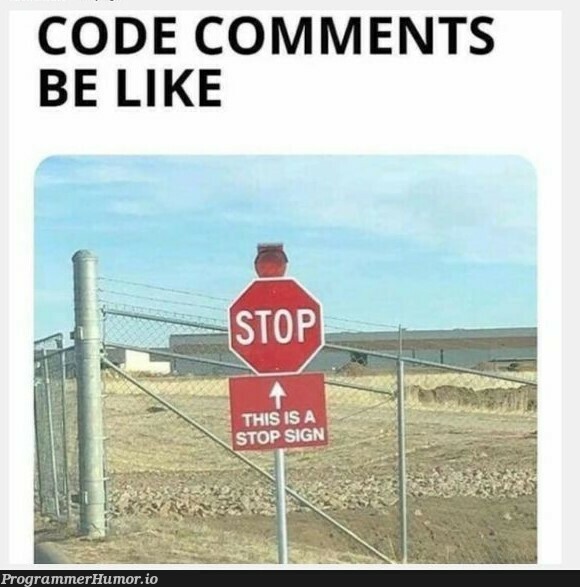 The following is a STOP sign..🛑 | code-memes, comment-memes | ProgrammerHumor.io