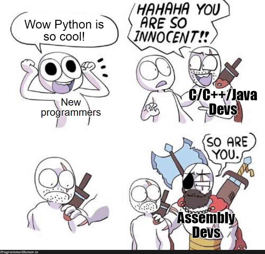 Assembly devs know the real pain | python-memes, program-memes, assembly-memes, devs-memes | ProgrammerHumor.io