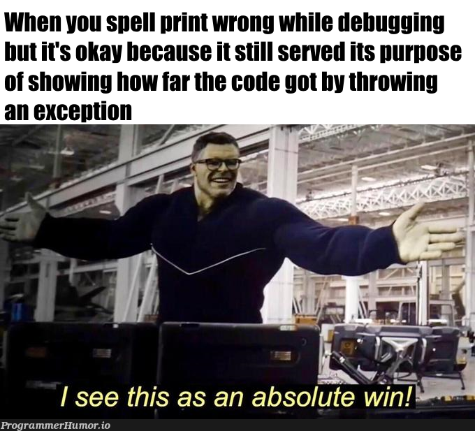 NameError: name 'proint' is not defined | code-memes, debugging-memes, bug-memes, error-memes, debug-memes, IT-memes, exception-memes | ProgrammerHumor.io