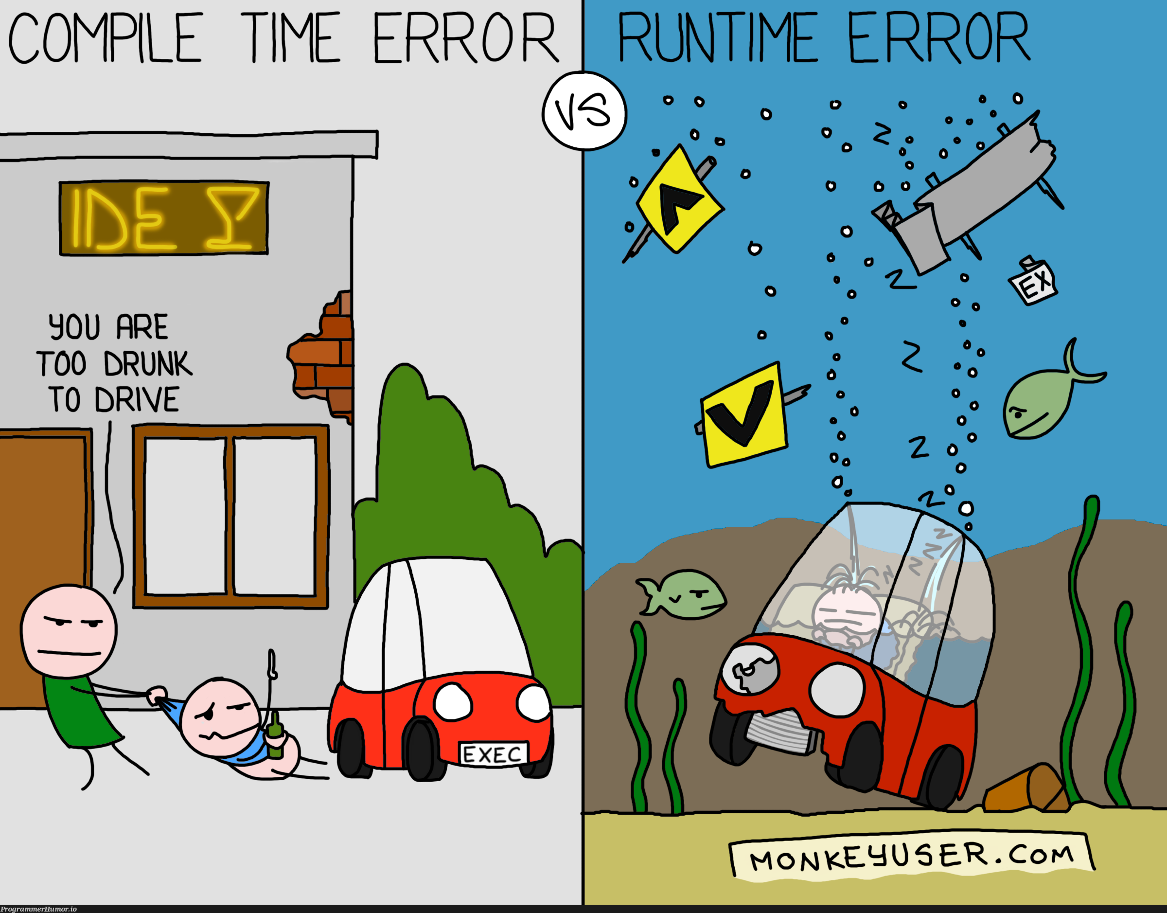 Go home code, you're drunk | code-memes, error-memes, runtime-memes | ProgrammerHumor.io