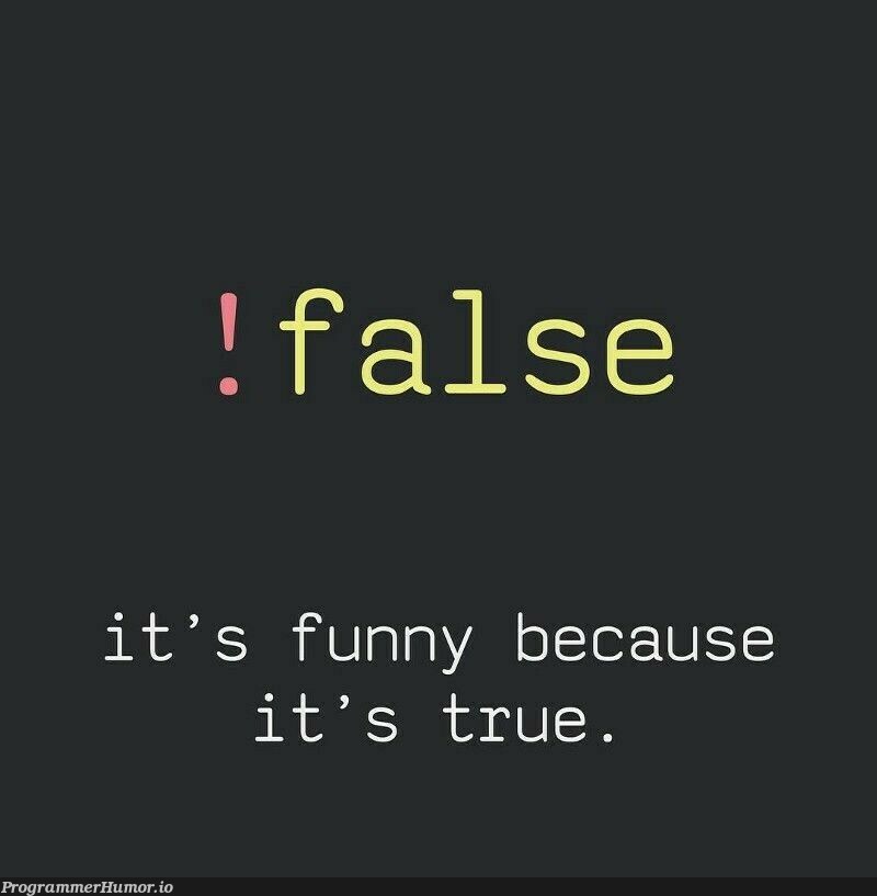 This is true(or should I say !false). | ProgrammerHumor.io