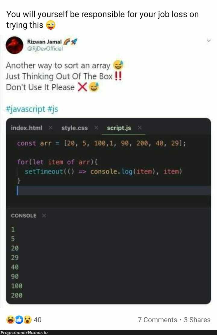 Beautifully terrific. | array-memes, try-memes, IT-memes, comment-memes | ProgrammerHumor.io