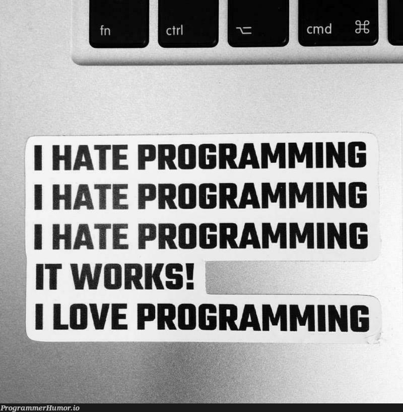 There is a thin Line Between Hate and Love, and that is ... | programming-memes, program-memes, IT-memes | ProgrammerHumor.io