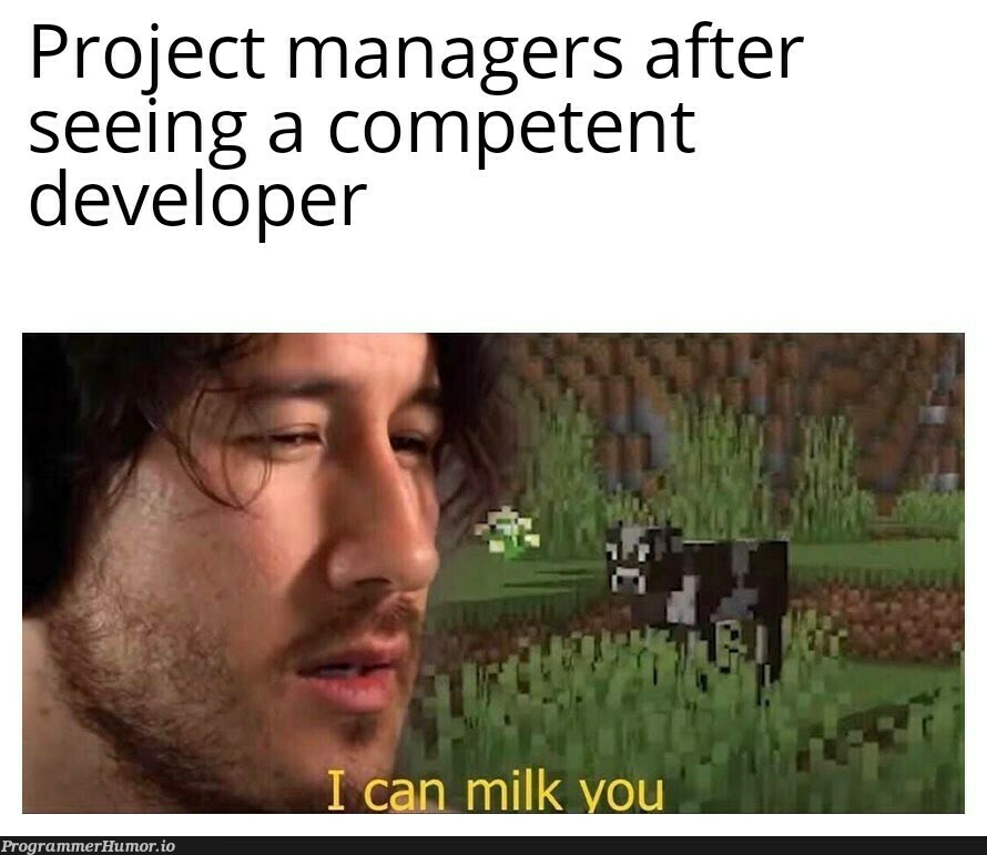 I don't want to be milked | developer-memes, manager-memes | ProgrammerHumor.io