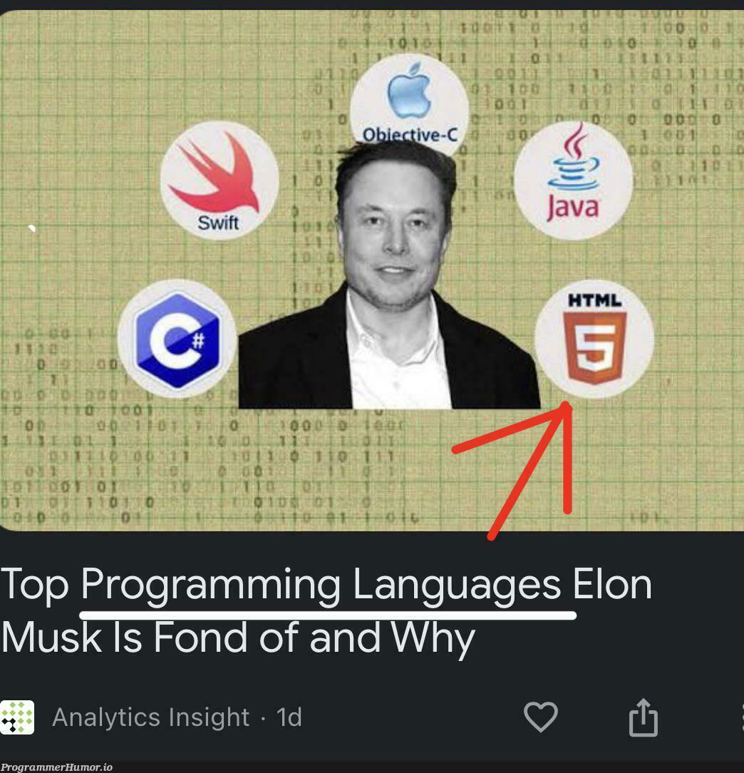 Yes, HTML is a programming language | programming-memes, html-memes, program-memes, ML-memes, language-memes, cs-memes, programming language-memes | ProgrammerHumor.io