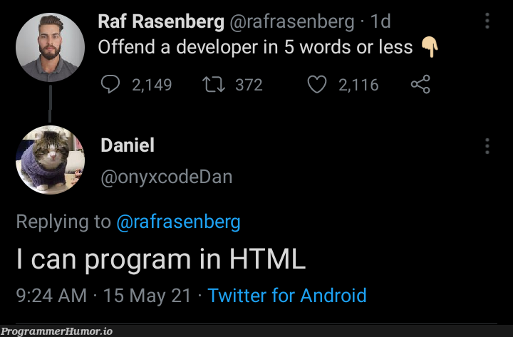 <div class="print">Hello world!</div> | developer-memes, html-memes, code-memes, android-memes, program-memes, xcode-memes, class-memes, rds-memes, ML-memes, div-memes, twitter-memes | ProgrammerHumor.io