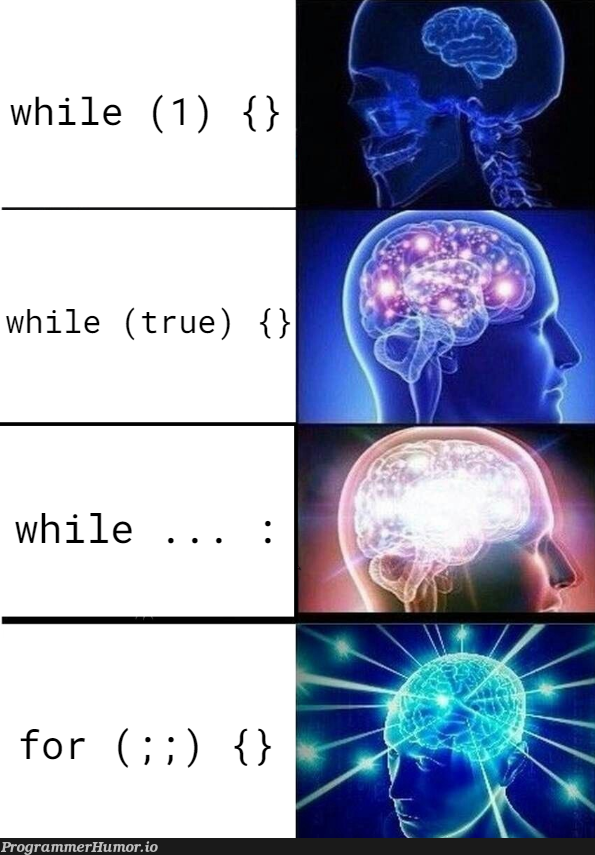 for (;;System.out.println("Wtf")) {} | ProgrammerHumor.io