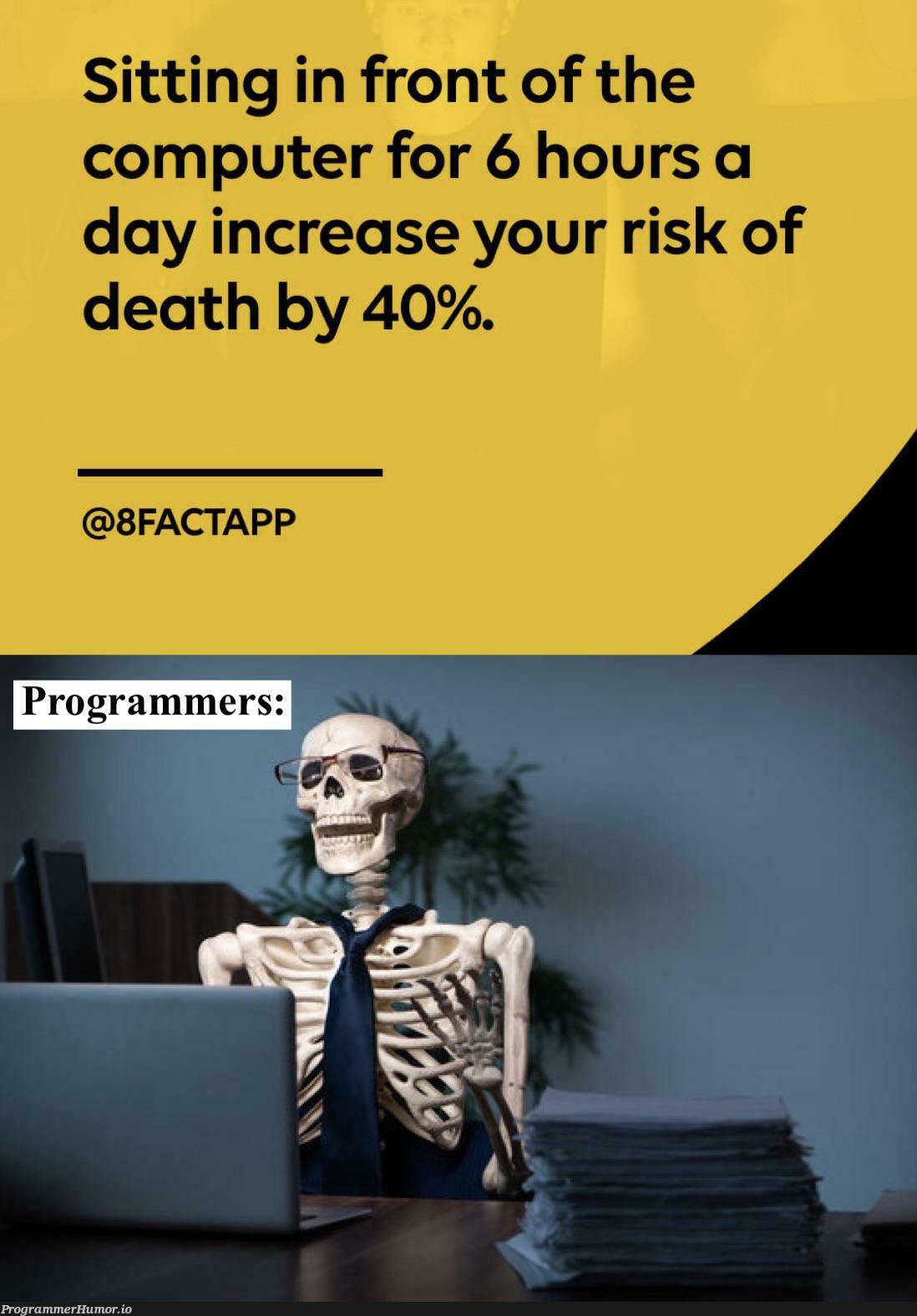 *sits down for 16 hours for 100% risk* | ProgrammerHumor.io