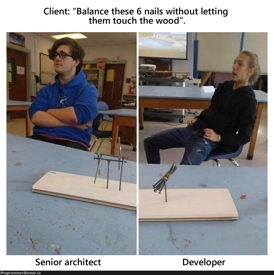 Architect vs developer | developer-memes, cli-memes | ProgrammerHumor.io