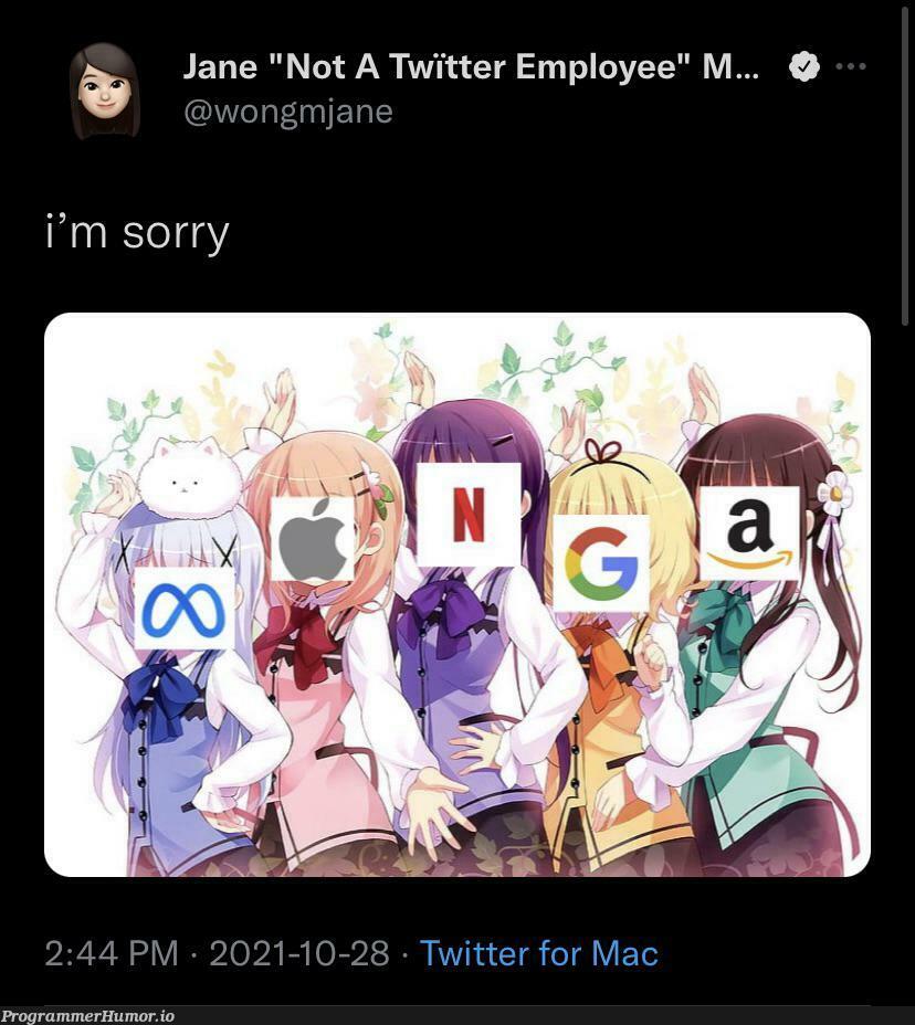 FAANG is now MANGA | mac-memes, twitter-memes | ProgrammerHumor.io