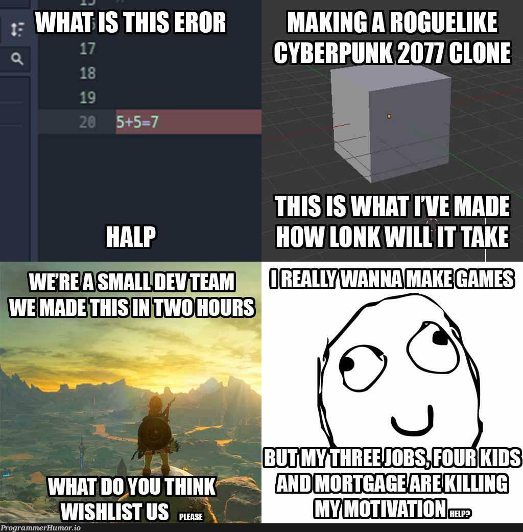 The four horsemen of game programming | programming-memes, program-memes | ProgrammerHumor.io