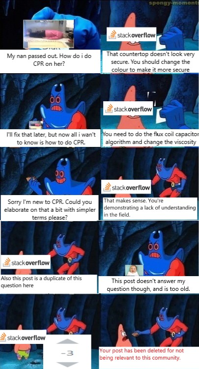 Common stack overflow experience when you're even slightly inept in a subject | stackoverflow-memes, stack-memes, stack overflow-memes, fix-memes, overflow-memes | ProgrammerHumor.io