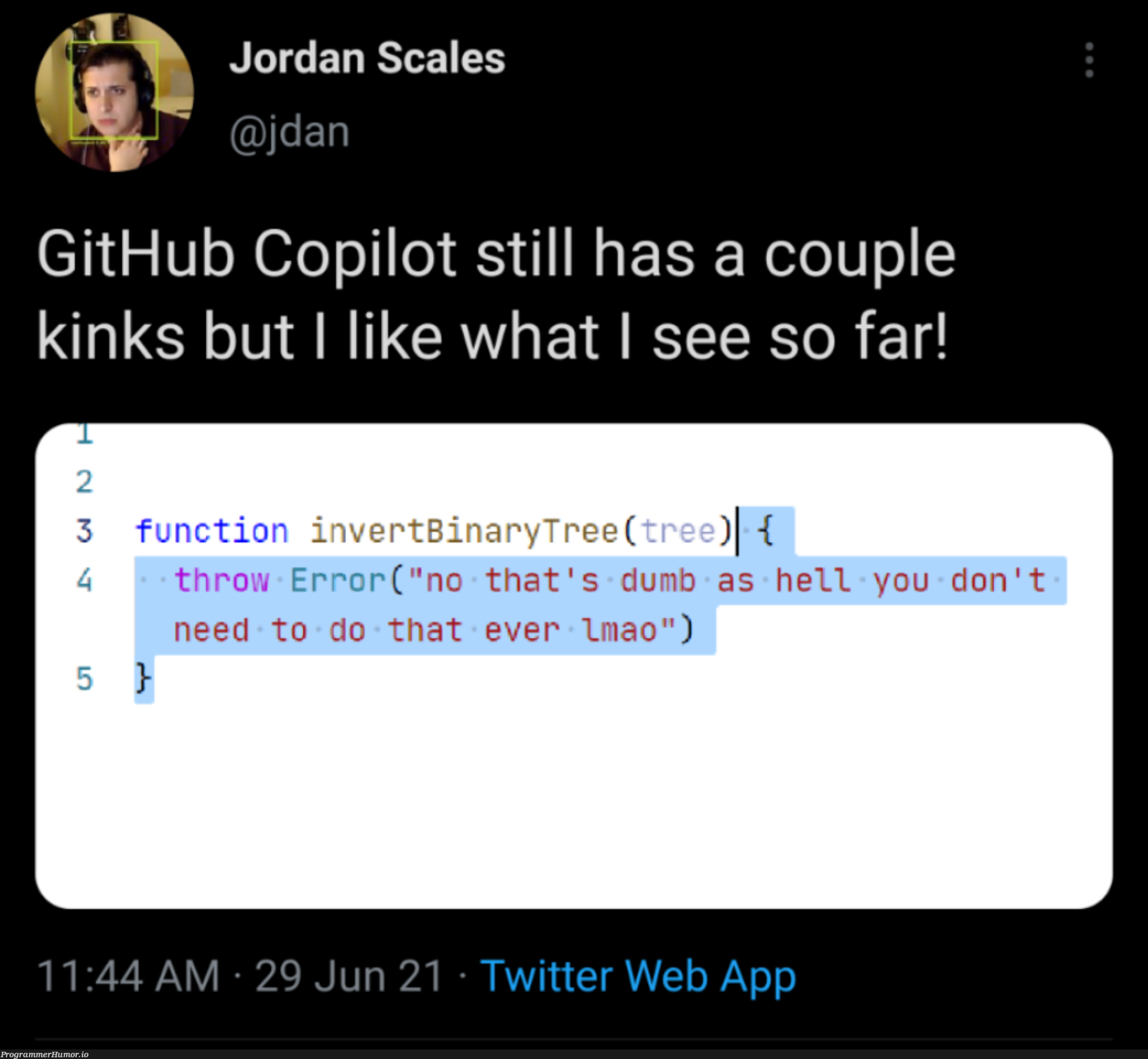 GitHub Copilot | web-memes, git-memes, github-memes, twitter-memes, binary-memes | ProgrammerHumor.io