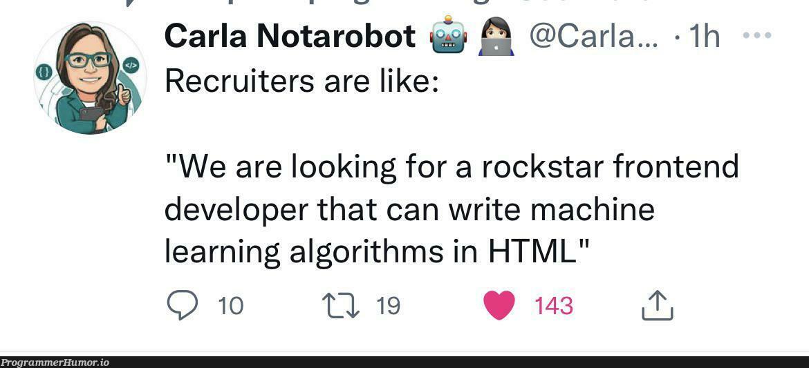 As a genXer, I don’t think I see any issues in what recruiter is asking. | developer-memes, html-memes, machine learning-memes, frontend-memes, machine-memes, algorithm-memes, algorithms-memes, recruiters-memes, recruit-memes, mac-memes, bot-memes, ML-memes | ProgrammerHumor.io