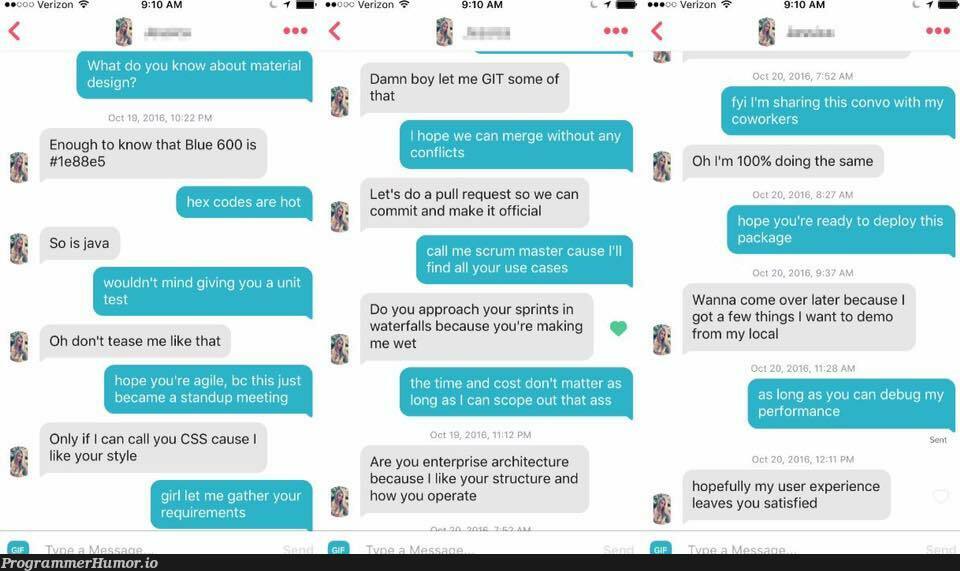 When a programmer and a designer meet on Tinder. | programmer-memes, java-memes, design-memes, designer-memes, tinder-memes, program-memes, bug-memes, loc-memes, git-memes, debug-memes, IT-memes, cs-memes | ProgrammerHumor.io