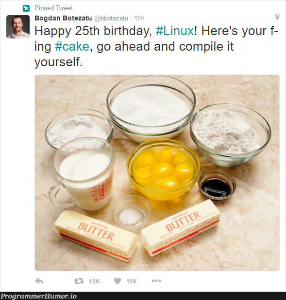 make cake | linux-memes, ux-memes, IT-memes, bot-memes | ProgrammerHumor.io