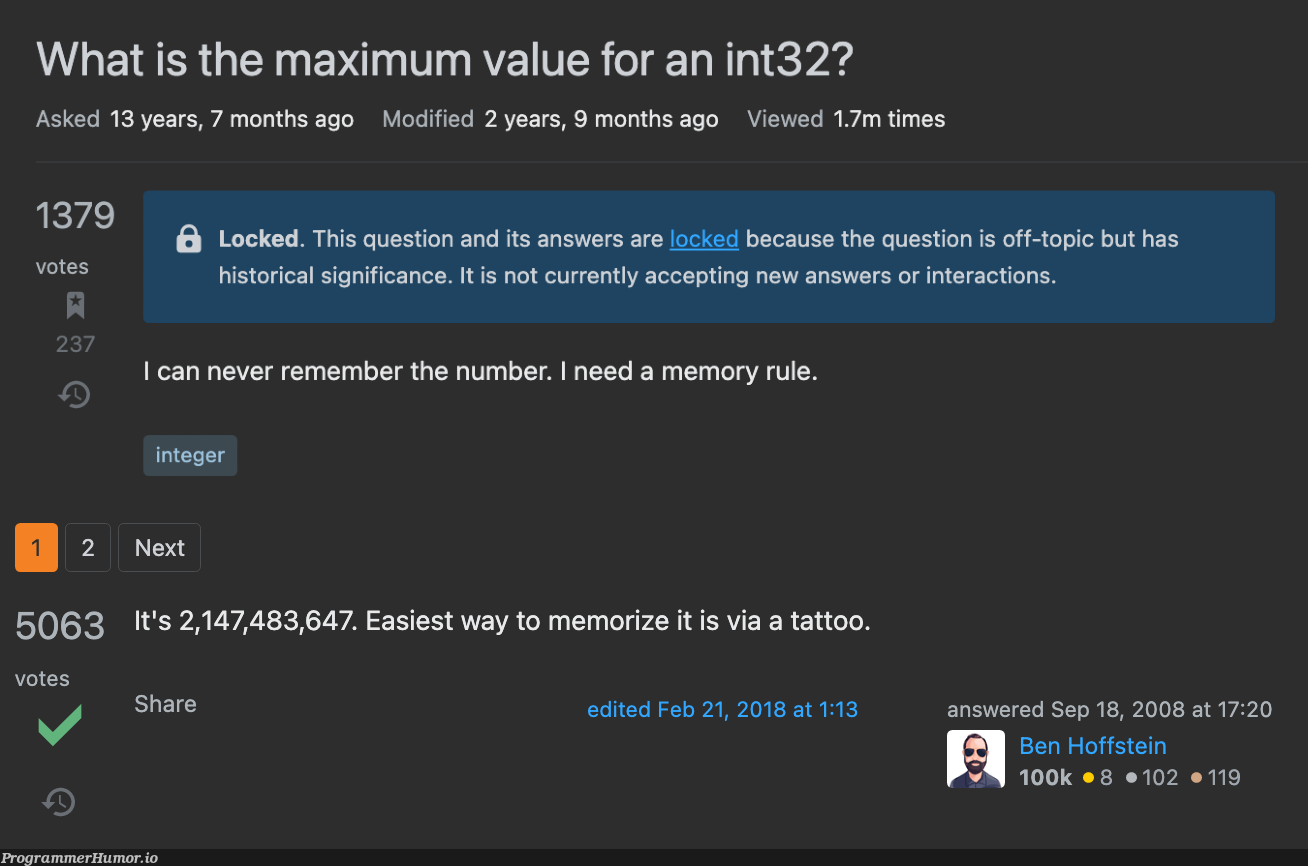 How to memorize the maximum 32 bit integer value | loc-memes, lock-memes, IT-memes | ProgrammerHumor.io