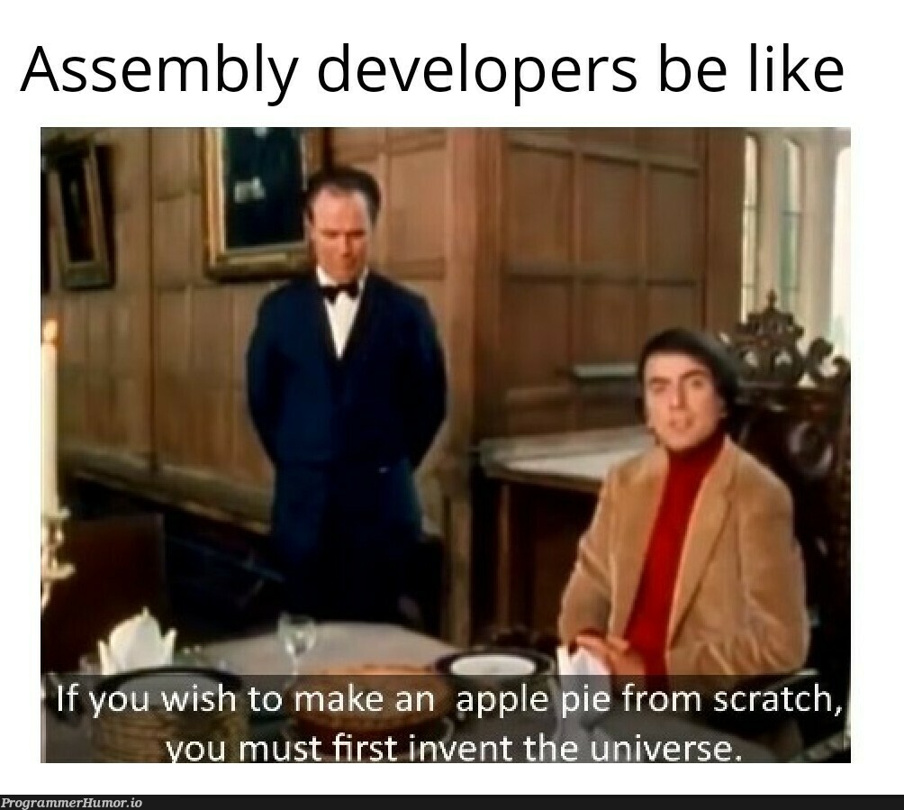 *reads in Carl Sagan's voice* | developer-memes, assembly-memes, apple-memes | ProgrammerHumor.io